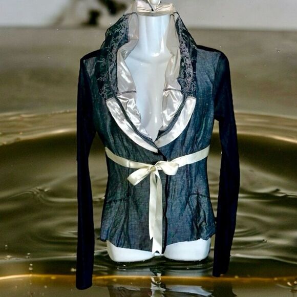 Kosmika Made in Italy Goth Steampunk Ruffle Collar Mesh Blazer Jacket S - Picture 12 of 16